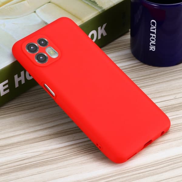 Matt flytende silikondeksel for Motorola Edge 20 Lite - Rød Red