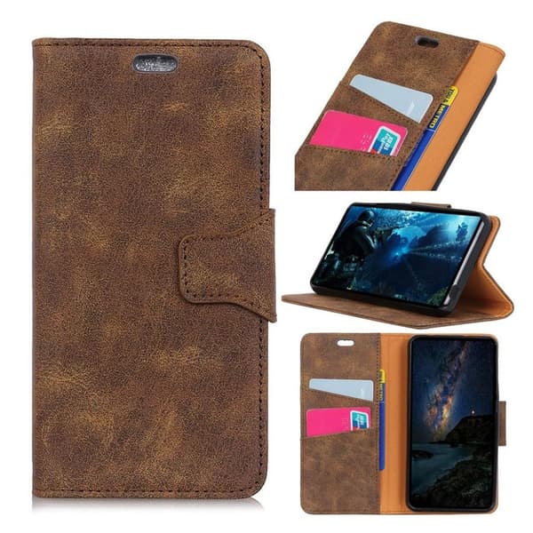 Google Pixel 3 Lite Vintage Stil Lommeboketui Splittet Skinn - Mokka Brown