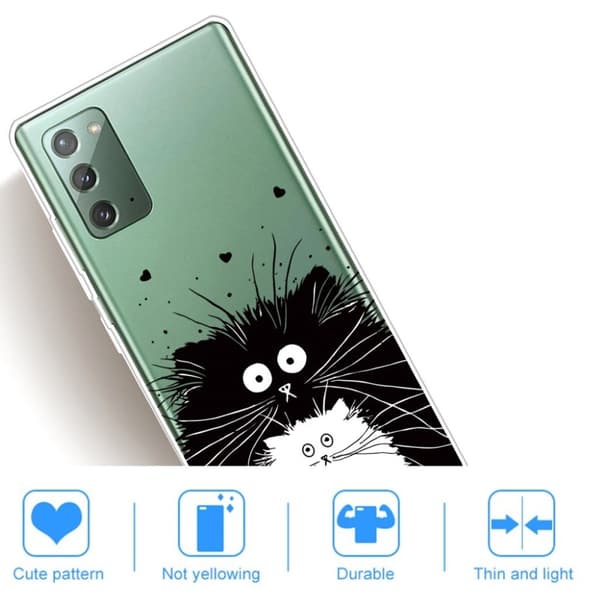 Deco Samsung Galaxy Note 20 kotelot - Musta Ja Valkoinen Kissa White