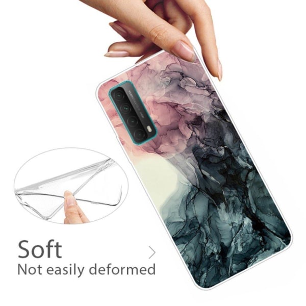 Marble Huawei Y7A / P Smart 2021 case - Pale Pink and Green Marble Green