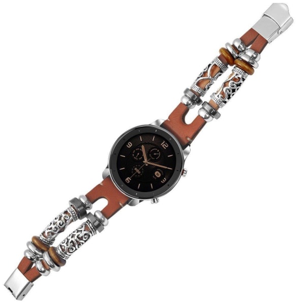 Amazfit GTR 47mm / Samsung Galaxt Watch (46mm) retro naudannahkainen nahkaranneke - Tumman Ruskea Brown