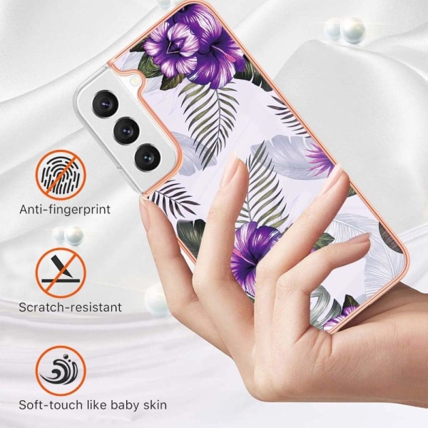 Marmormotiv Samsung Galaxy S23 Plus skal - Lila Blommor Lila