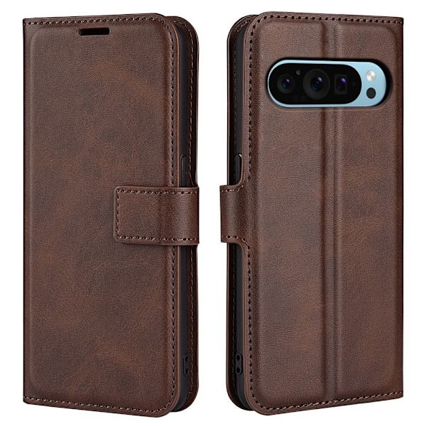 Google Pixel 9 læderetui med pung - Brun Brown