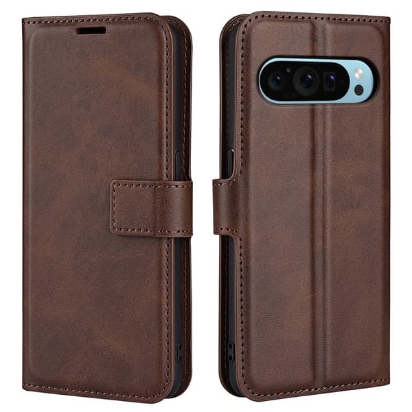Google Pixel 9 nahkainen lompakokkotelo - Ruskea Brown