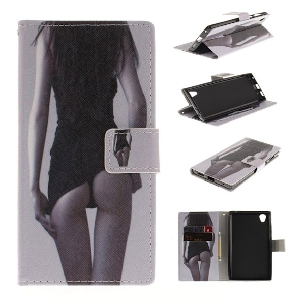 Sony Xperia L1 Læder etui med smukt motiv - Sexy girl Multicolor