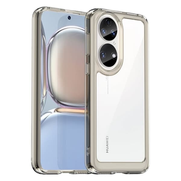 Huawei P50 / Huawei P50E älykäs akryylikansi - Läpinäkyvä Harmaa Silver grey