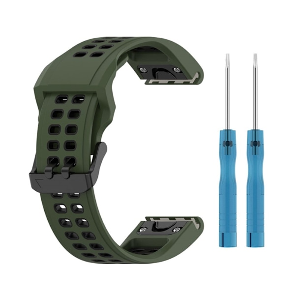 Garmin Enduro 2 / Tactix 7 / Fenix 7 tofarvet silikone urrem - Militærgrøn / Sort Green