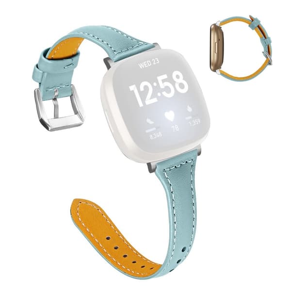 Fitbit Sense / Versa 3 urrem i ekte skinn - Blå Blue