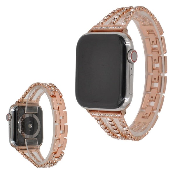 Apple Watch Series 5 44mm rhombus klockarmband - rosa guld Rosa