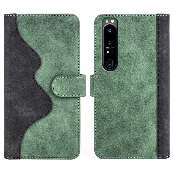 Tvåfärgat Sony Xperia 1 IV fodral i läder - Grön Grön