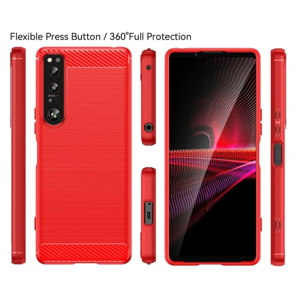 Carbon Flex Sony Xperia 1 IV deksel - Rød Red