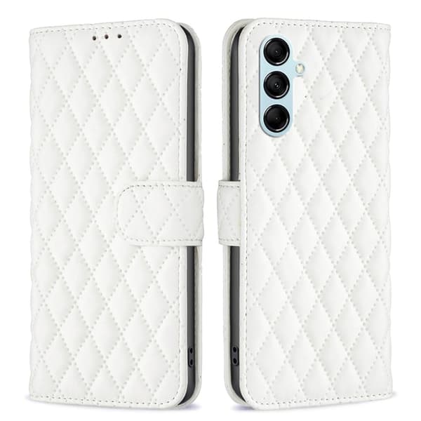 Rhombus mat Samsung Galaxy M14 flip etui - Hvid White