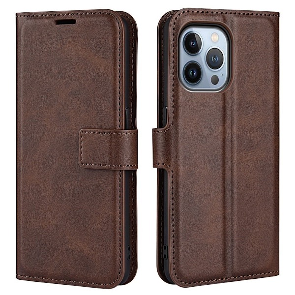 iPhone 14 Pro Max nahkainen lompakokkotelo - Ruskea Brown