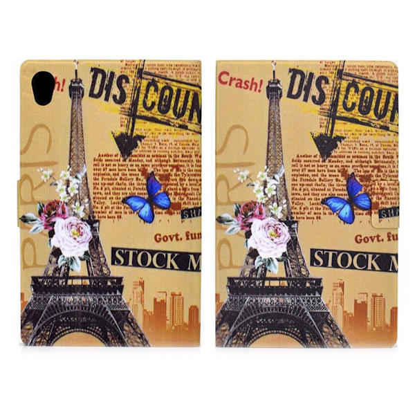 Cool Mønster Lær Etui til Lenovo Tab M10 - Eiffel Tower Multicolor