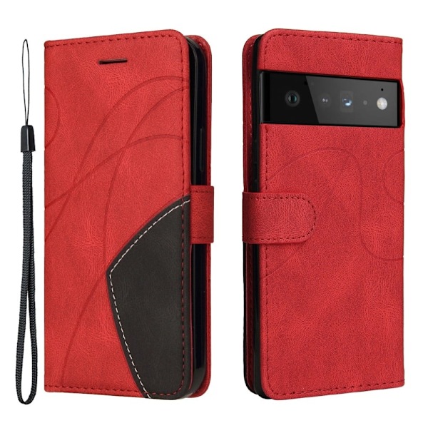 Teksturert læretui med stropp for Google Pixel 6 - Rød Red