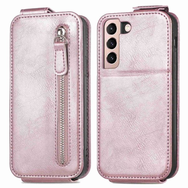 Vertikalt Samsung Galaxy S21 fodral med dragkedja - Rosa Rosa