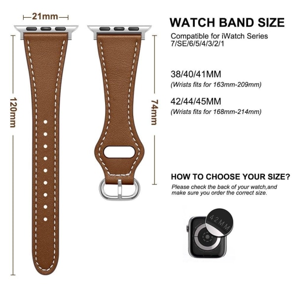 Apple Watch Series 8 (41mm) genuine leather watch strap - Black Black