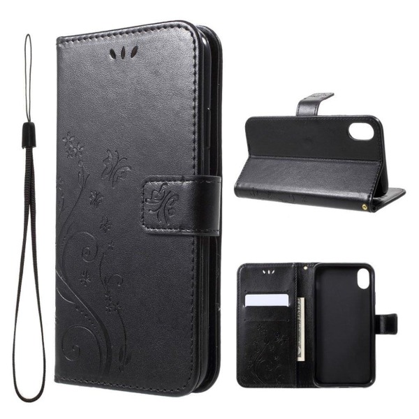 iPhone XR mobilfodral syntetläder silikon stående plånbok - Svar Svart