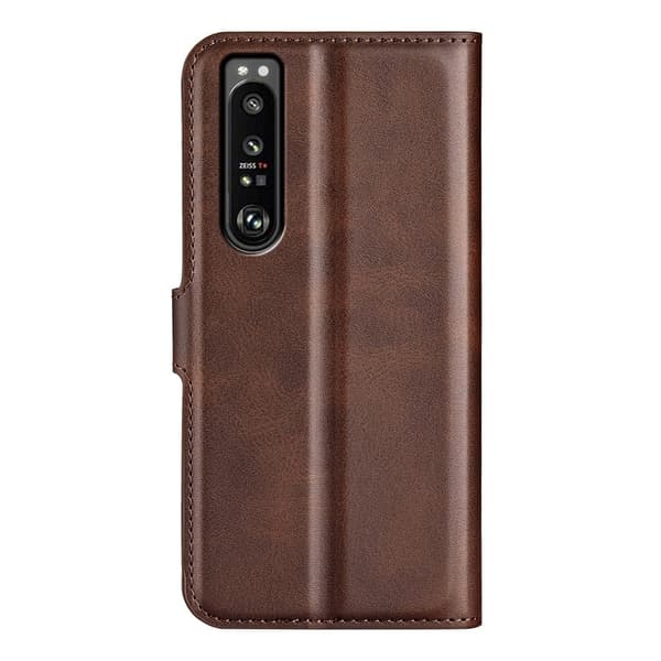 Hållbart konstläder Sony Xperia 1 IV fodral med plånbok - Brun Brun
