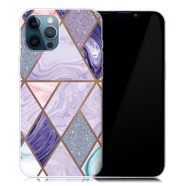Marble iPhone 13 Pro Max Suojakotelo - Triangles And Diamond Marble Multicolor
