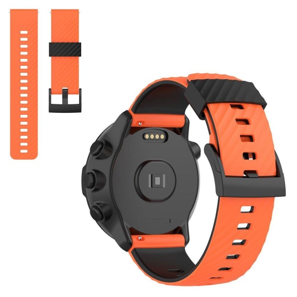 24mm dual color line pattern silicone watch strap for Suunto dev Orange