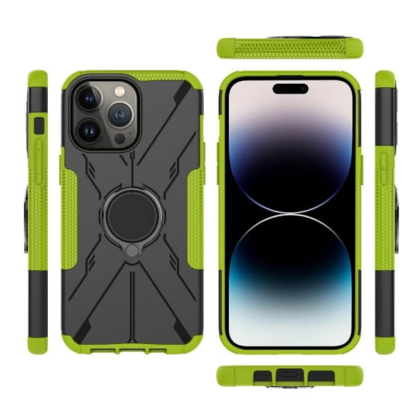 Kickstand-skydd med magnetisk platta för iPhone 14 Pro - Grön Grön