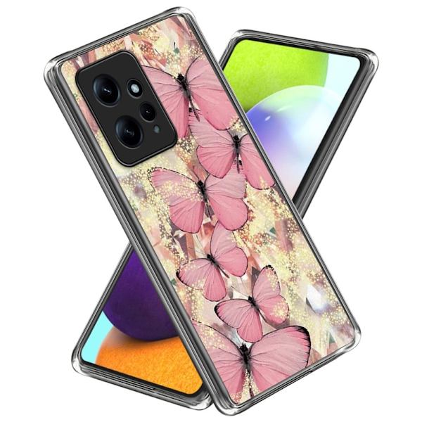 Deco Xiaomi Redmi Note 12 deksel - Rosa Sommerfugler Pink