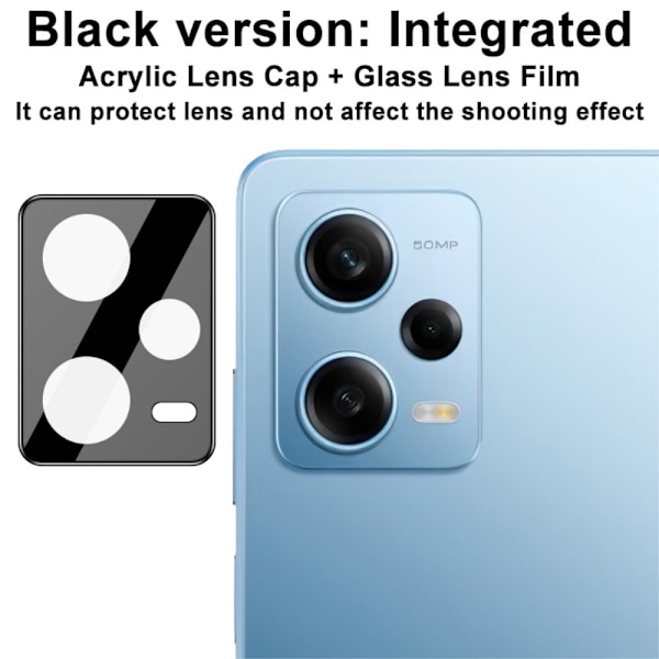 IMAK-kamerabeskyttelse af glas med objektivdæksel af akryl til Xiaomi Redmi Note 12 Pro - Sort Udgave Black