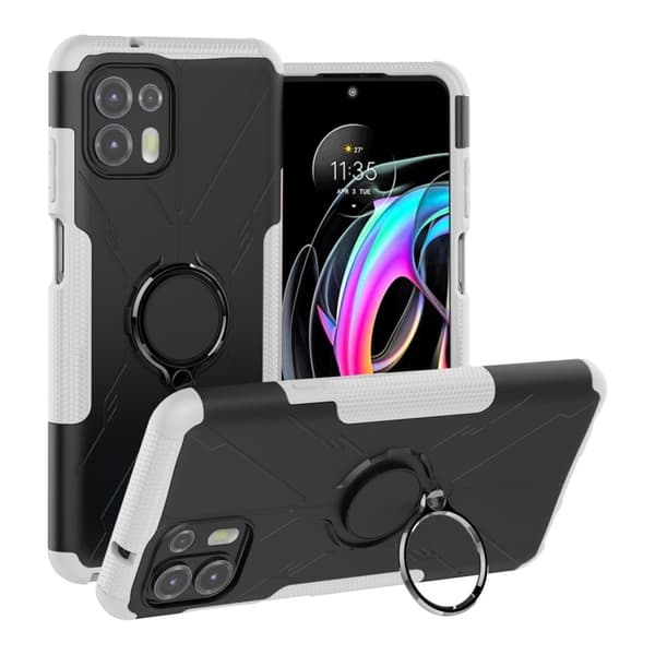 Kickstand-skydd med magnetisk platta för Motorola Edge 20 Lite - Vit Vit