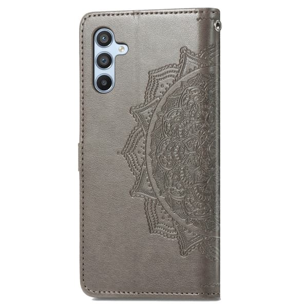 Mandala Samsung Galaxy A56 nahkakotelo - Harmaa Silver grey