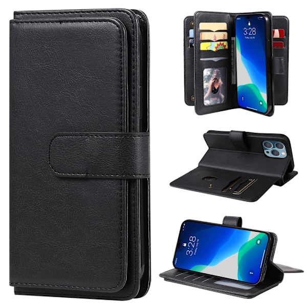 iPhone 14 Pro Max etui med pung & 10 kortpladser – Sort Black