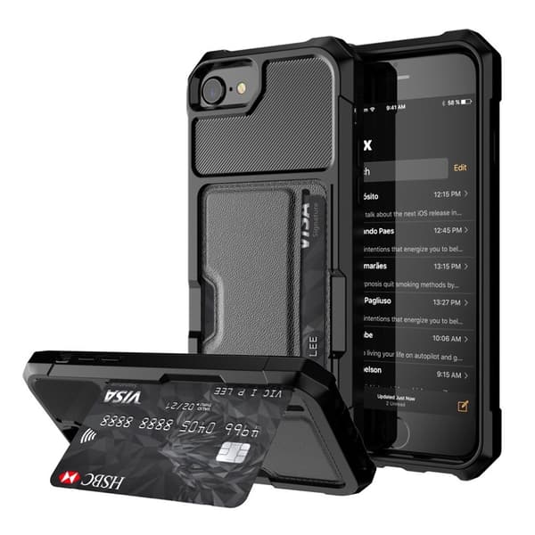 iPhone 7 og 8 beskyttelses deksel av hybrid materiale - Svart Black