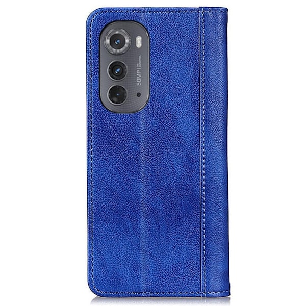 Äkta läder Motorola Moto Edge 2022 fodral med magnetisk stängning Blå