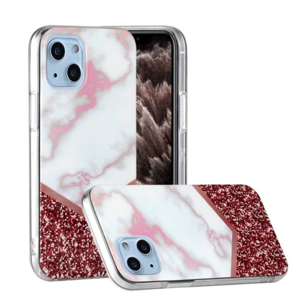 Marble design iPhone 13 cover - Glitter Pailletter Splejsning Multicolor