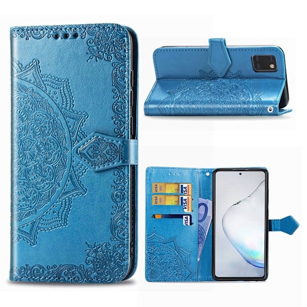Mandala Samsung Galaxy Note 10 Lite etui i lær - Blå Blue