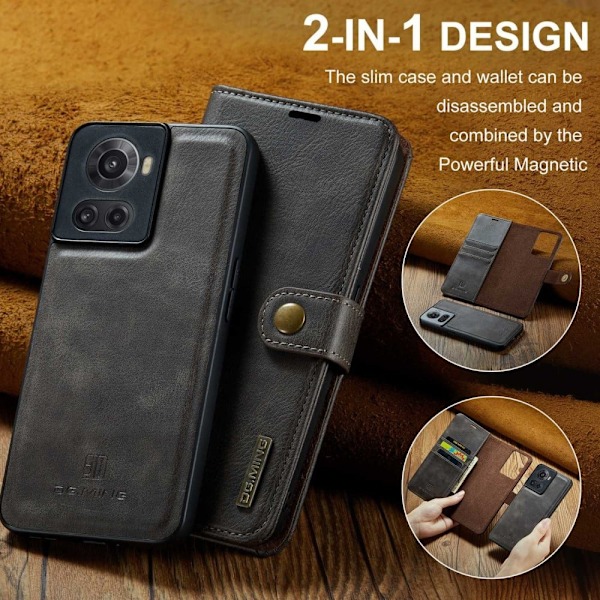 DG.Ming OnePlus 10r / Ace 2-in-1 Pung Etui - Grå Silver grey