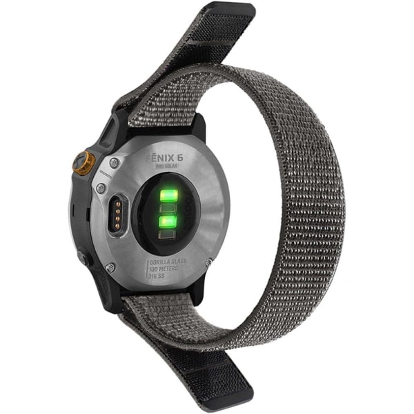 Garmin Fenix 6X nylon loop fastener watch strap - Grey Silvergrå