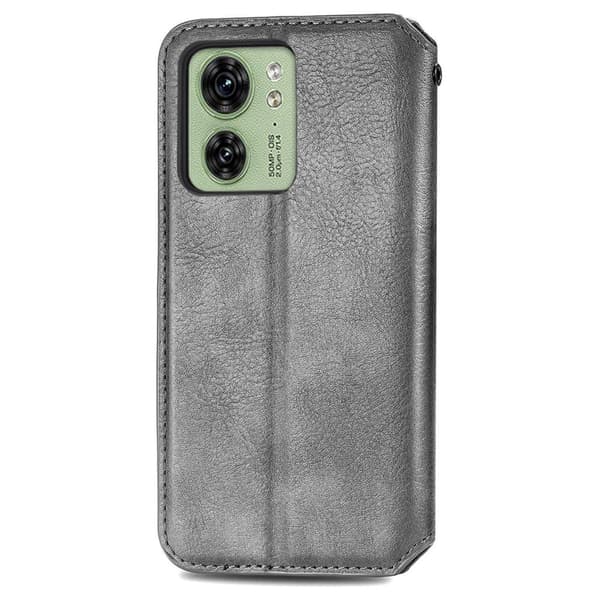 Läder Motorola Edge 40 fodral med romb-design - Grå Silvergrå