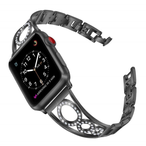 Apple Watch Series 5 44 mm klockarmband i rostfritt stål med strassdekor - Svart Svart