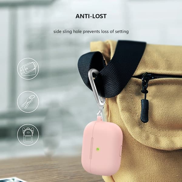 AirPods silikonfodral med karbinhake - Ljusrosa Rosa
