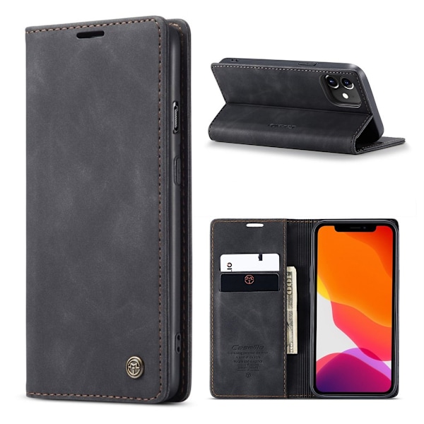 CaseMe iPhone 12 Mini vintage-kotelo - Musta Black