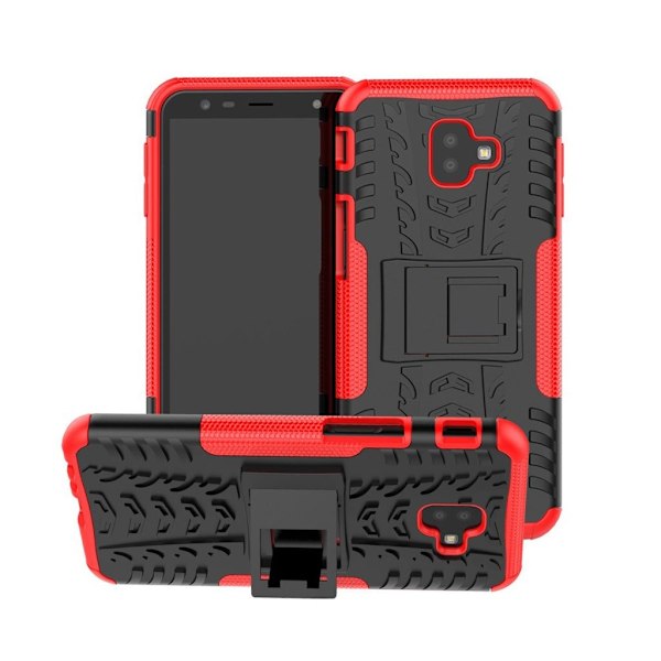 Samsung Galaxy J6 Plus (2018) dæk mønster kombo etui - Rød Red