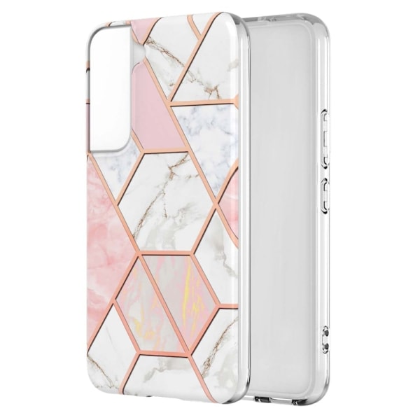 Marble Samsung Galaxy S22 Etui - Lyserød / Hvid Pink