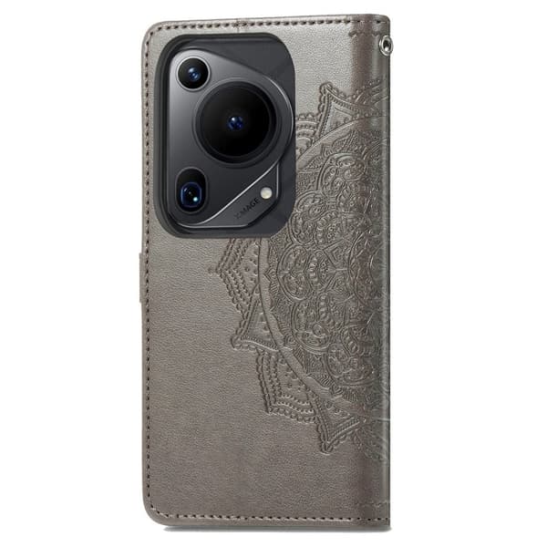 Mandala Huawei Pura 70 Ultra nahkakotelo - Harmaa Silver grey