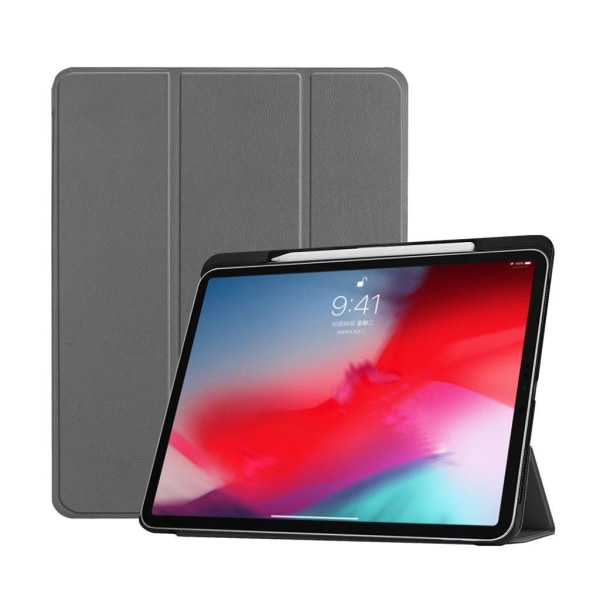 iPad Pro 11 inch (2018) triangel vikbart syntetläder skydssfodra Silvergrå