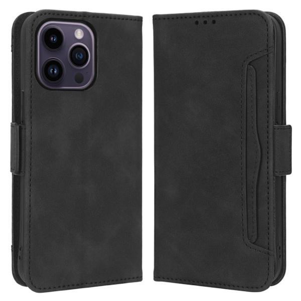 Moderne iPhone 15 Pro læderetui med pung - Sort Black