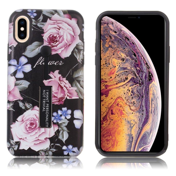 iPhone Xs Max kombinationsetui med pæonmønster - Pink Peony Pink