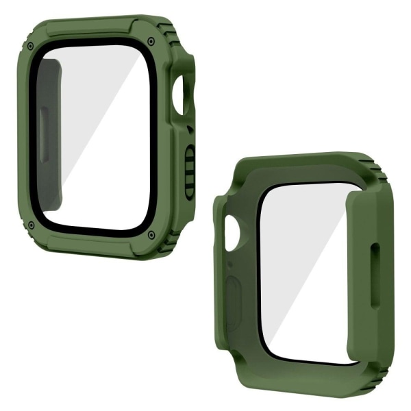 Apple Watch 44mm cover with tempered glass - Army Green Grön