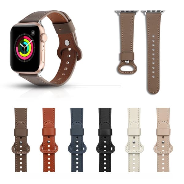 Apple Watch 42mm - 44mm urrem i ægte læder - Sort Black