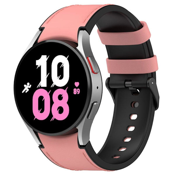 Samsung Galaxy Watch 5 / 4 / 3 (41mm) silikoni nahkaranneke mustalla soljella - Musta Koko: L Pink